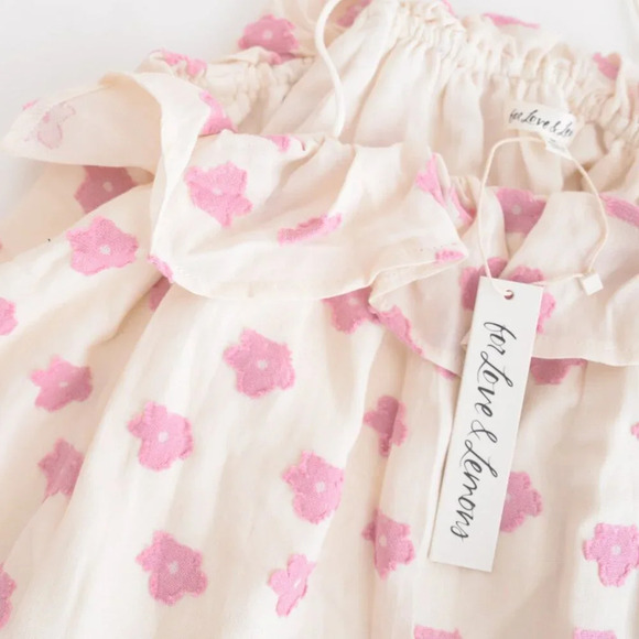 For Love & Lemons Olea Mini White w Pink Floral Mini Dress M NWT - Picture 10 of 10